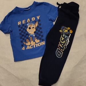 Nickelodeon Paw Patrol Chase tee shirt and sweatpants/joggers